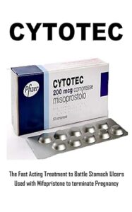 Pack of Cytotec 200mcg tablets, used for medical abortion, with dosage instructions