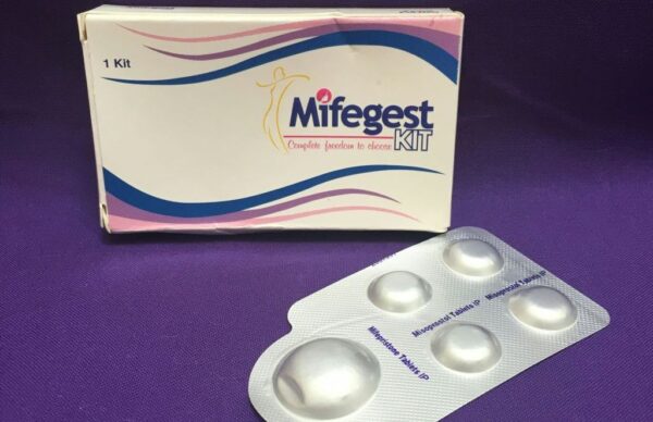 Image of Mifegest Kit packaging for medical abortion, containing Mifepristone and Misoprostol, available for fast delivery in California and the USA